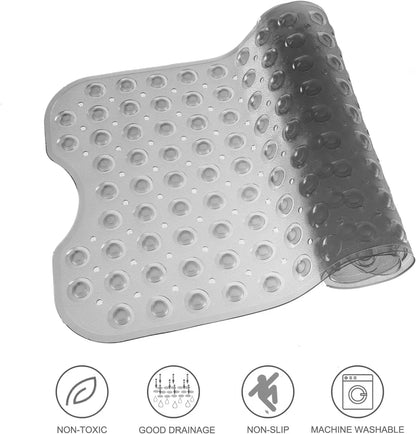 Extra Long Non-Slip Bathtub Mat 39x16 Inch with Drain Holes and Suction Cups for Shower Tub, Machine Washable