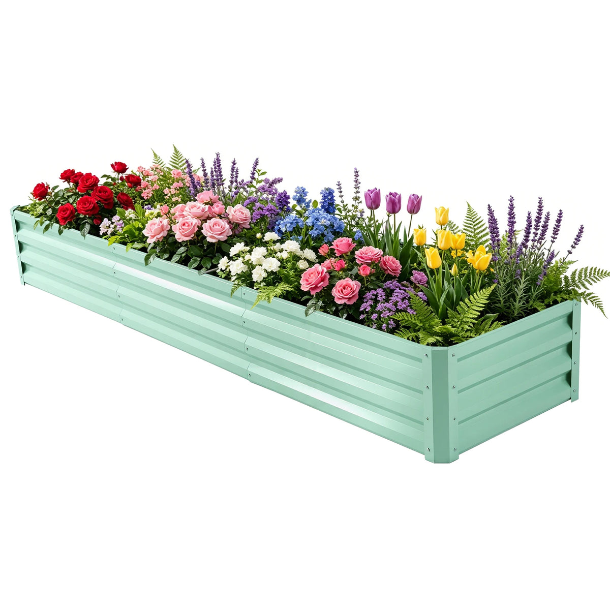 8×2×1ft Galvanized Metal Raised Garden Bed, 2FT Deep Root Elevated Planter Box Steel Large Vegetable Flower Bed Kit