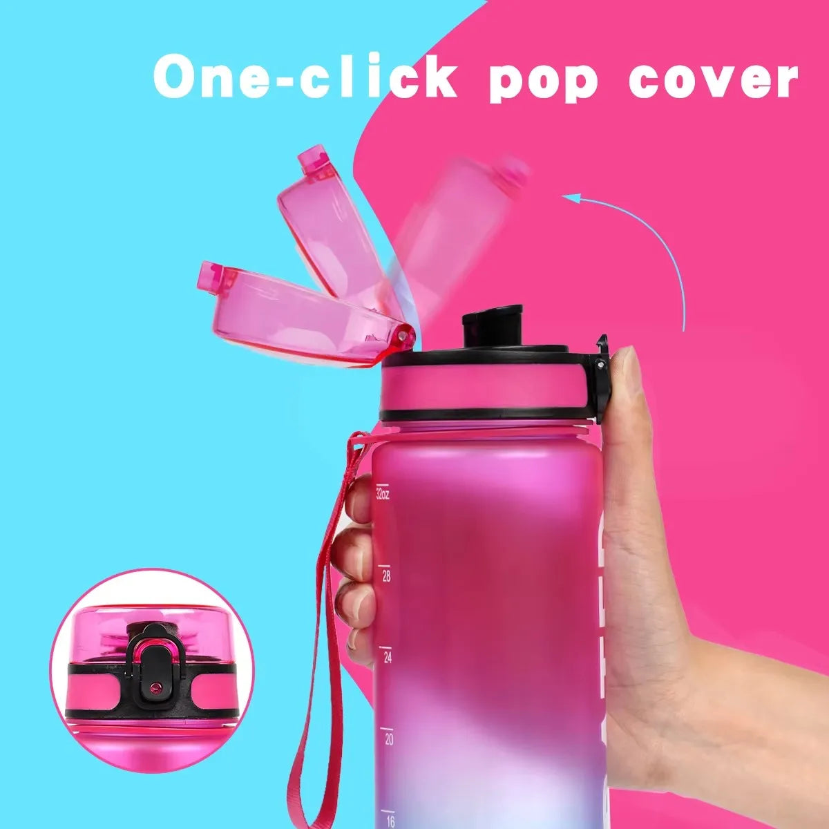 1L Water Bottle Portable Sport Leakproof Gym Bottle for Outdoor Travel Fitness Cycling