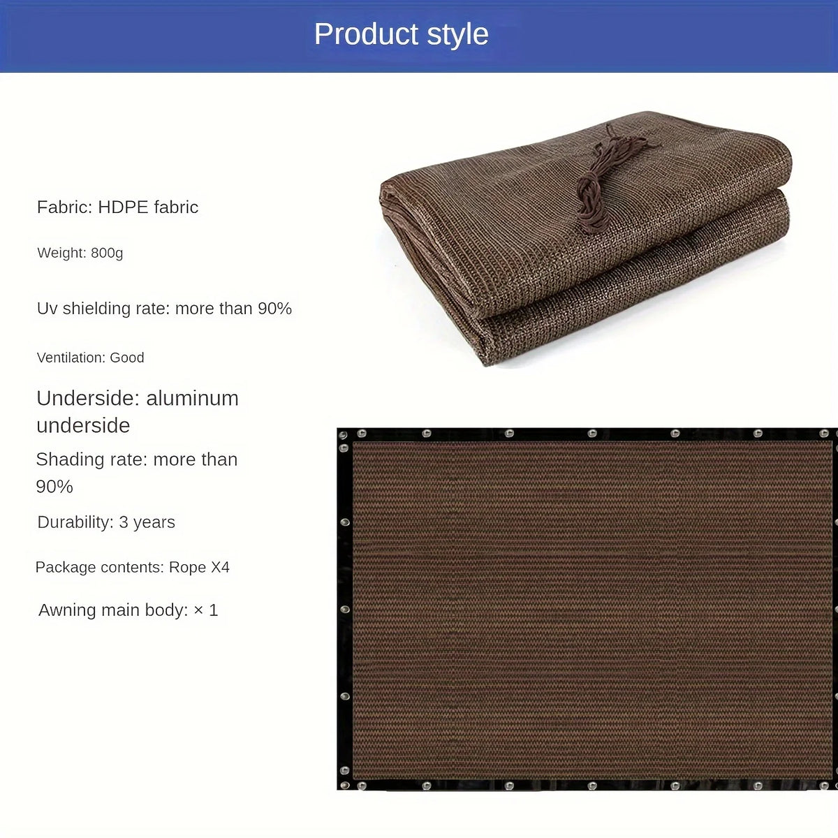 Plant Sunshade Nets, Outdoor Sunshade Nets, High-Density Polyethylene Mesh with Copper Grommets, Uv-Resistant, Breathable and Light-Blocking