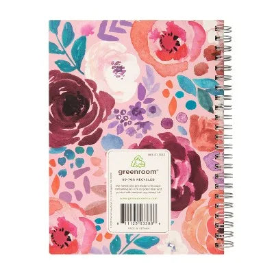 80pg Ruled Notebook 5.875"x8" Floral (Designs Vary): Spiral Soft Cover Journal, Multicolor for School, Office and Home
