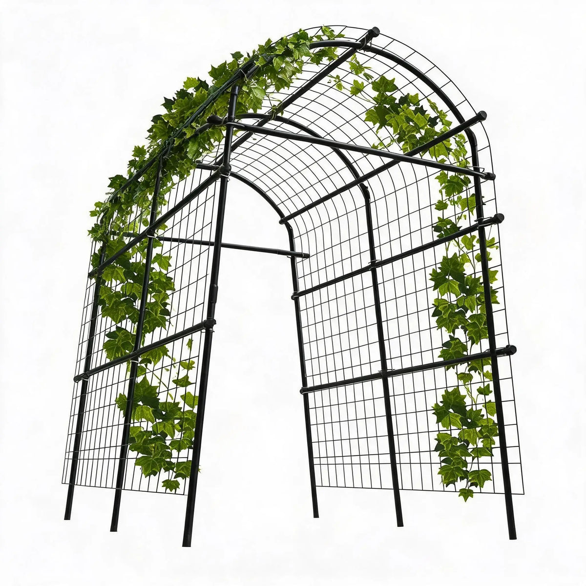 Metal Garden Arch Trellis, 7.6Ft Black for Raised Beds, Plant Support for Cucumbers & Climbing Vegetables with 7 Horizontal Pipe