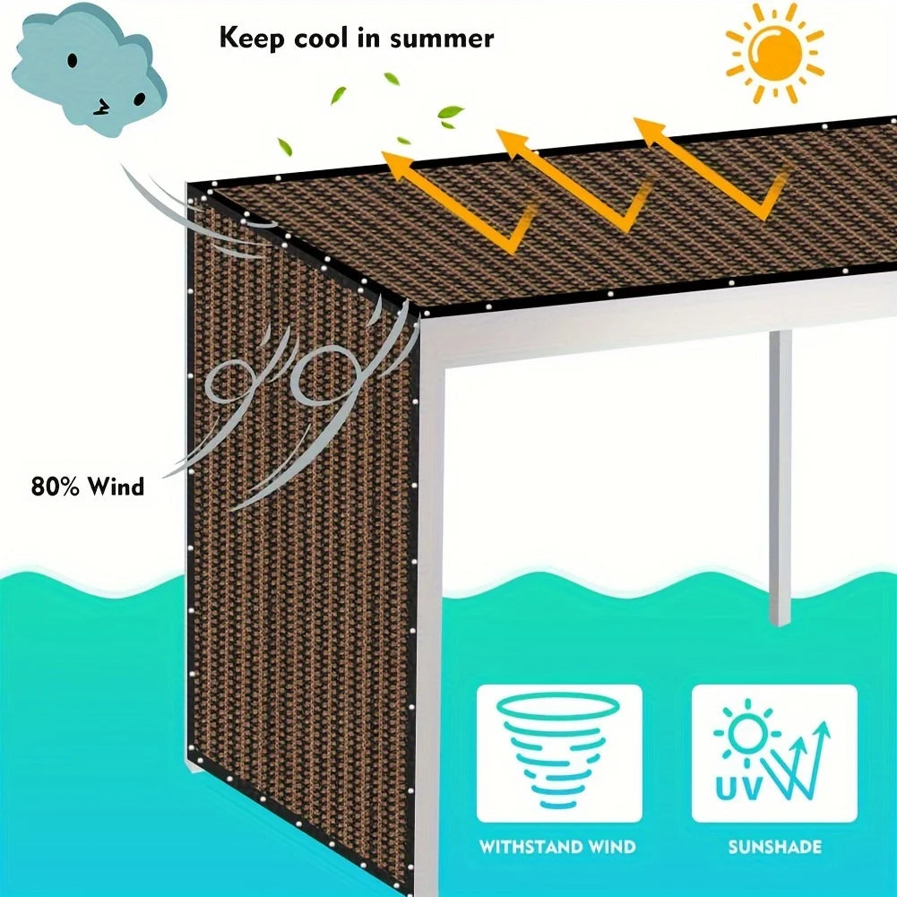 Plant Sunshade Nets, Outdoor Sunshade Nets, High-Density Polyethylene Mesh with Copper Grommets, Uv-Resistant, Breathable and Light-Blocking