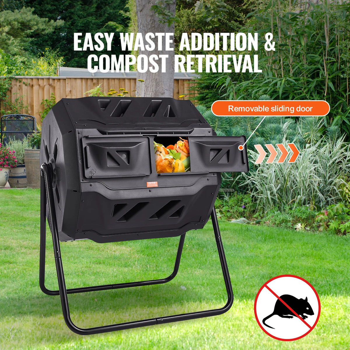 Compost Bin 18.5/37/43Gal Dual Chamber Composting Tumbler BPA FreeComposter Bin for Garden Kitchen Yard Outdoor