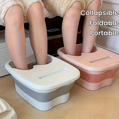 Portable Foldable Foot Bath with Massage - Thick Plastic, Space-Saving, Hanging, No Power, Panda Design, Home Use