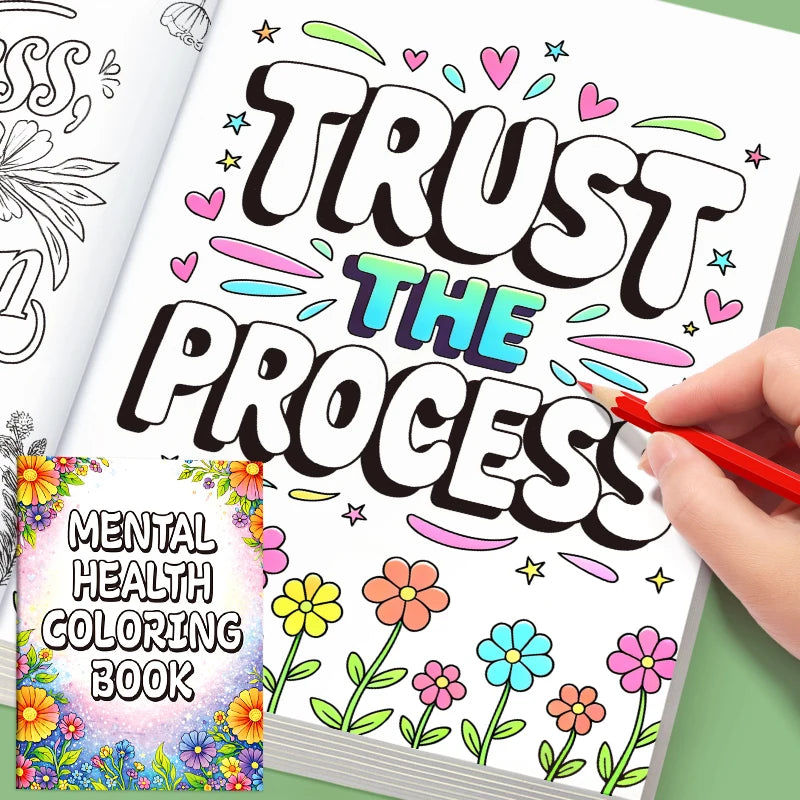 Mental Health Coloring Book for Adults, Beautiful Floral Stress Relief Pages, Inspirational Relaxing Art Therapy