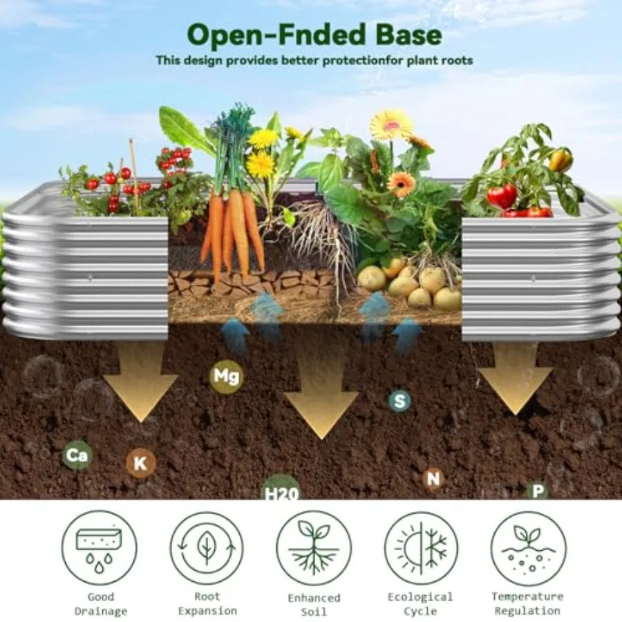 3 Pack Raised Beds for Gardening Corrugated Galvanized Steel Raised Outdoor Above Ground Garden Bed for Vegeta