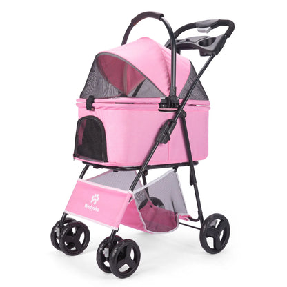 3 in 1 Folding Pet Stroller with Removable Carrier for Small/Medium Dogs and Cats, Waterproof, All-Terrain, with Sun Shade