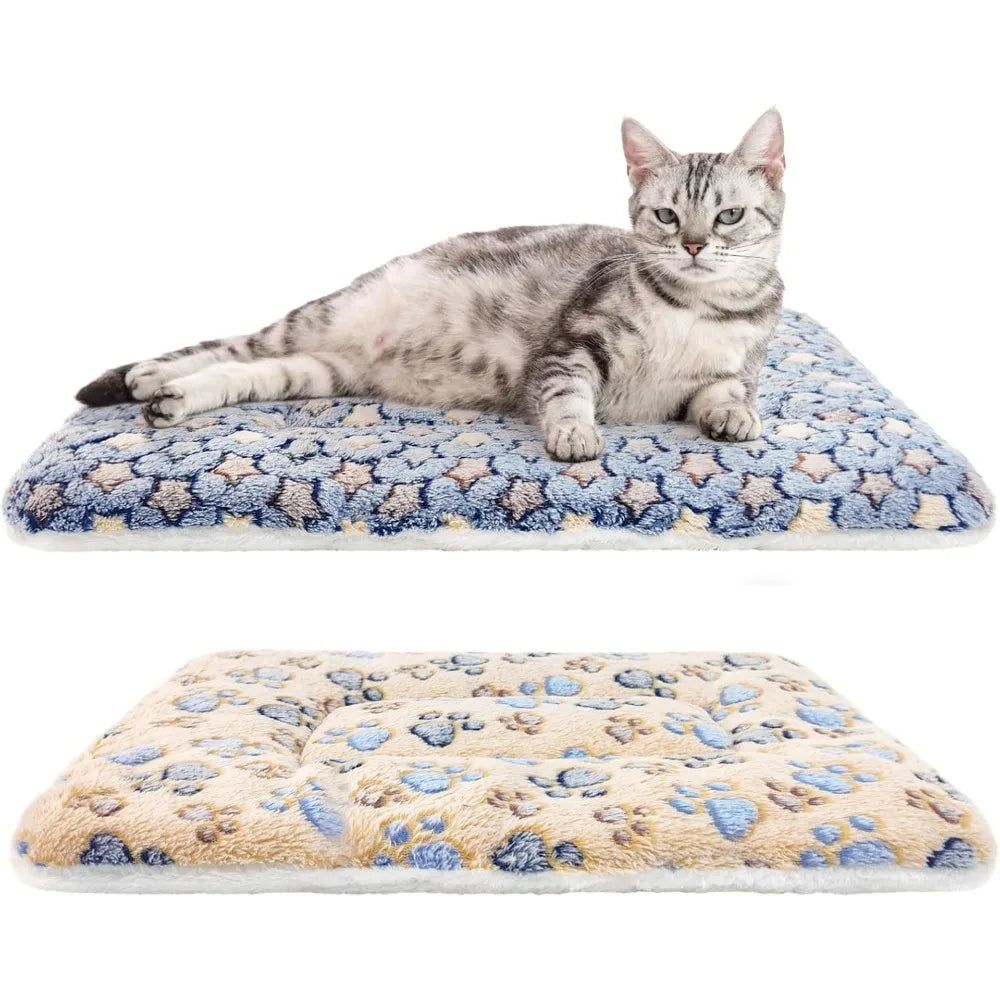 Ultra Soft Reversible Flannel Pet Blanket Mat for Cats and Small Dogs Washable Fluffy Indoor Bed Pad Warm Cozy Plush Throw