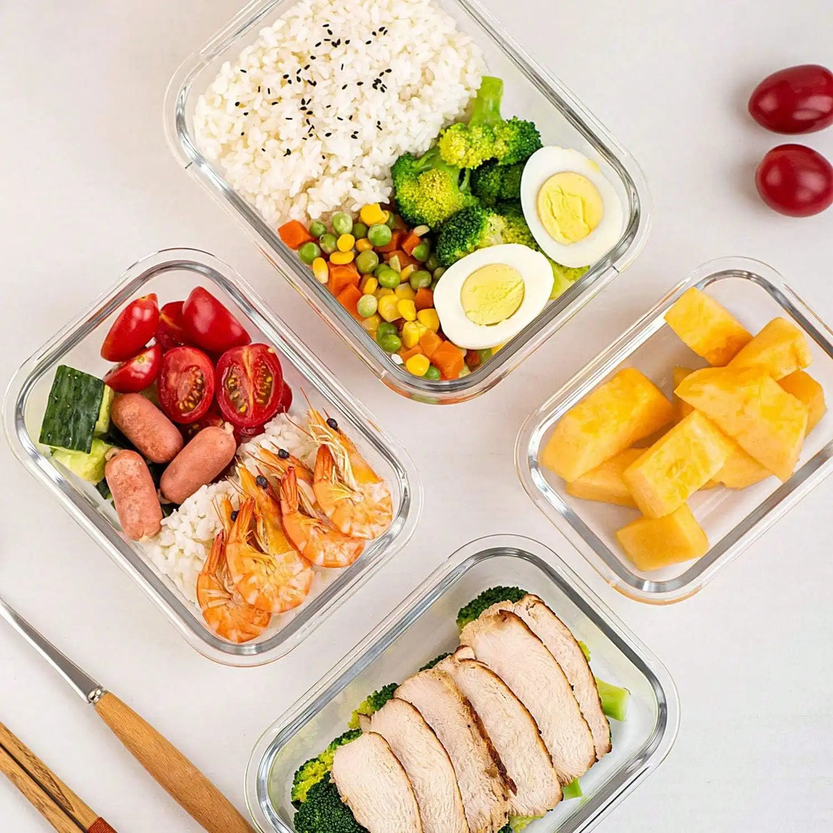 10 Pack Glass Meal Prep Containers, Food Storage With Lids Airtight, Glass Lunch Boxes, Microwave, Oven, Freezer And Dishwasher