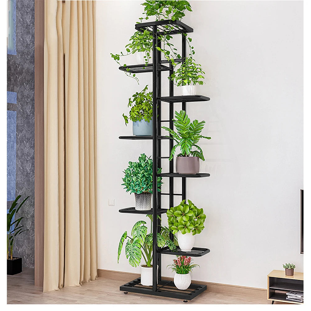8 Tiers Metal Plant Stand, Indoor Outdoor Potted Plant Holders, Tiered Plant Shelf, Flower Display Rack For Garden