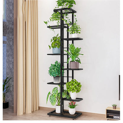 8 Tiers Metal Plant Stand, Indoor Outdoor Potted Plant Holders, Tiered Plant Shelf, Flower Display Rack For Garden