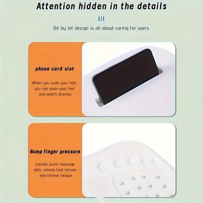 Portable Foldable Foot Bath with Massage - Thick Plastic, Space-Saving, Hanging, No Power, Panda Design, Home Use