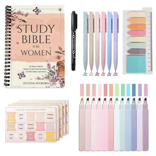 Bible Set Include Bible Quotes Spiral Coil Notebook,Pen and Tabs,Perfect Religious Gift for Church