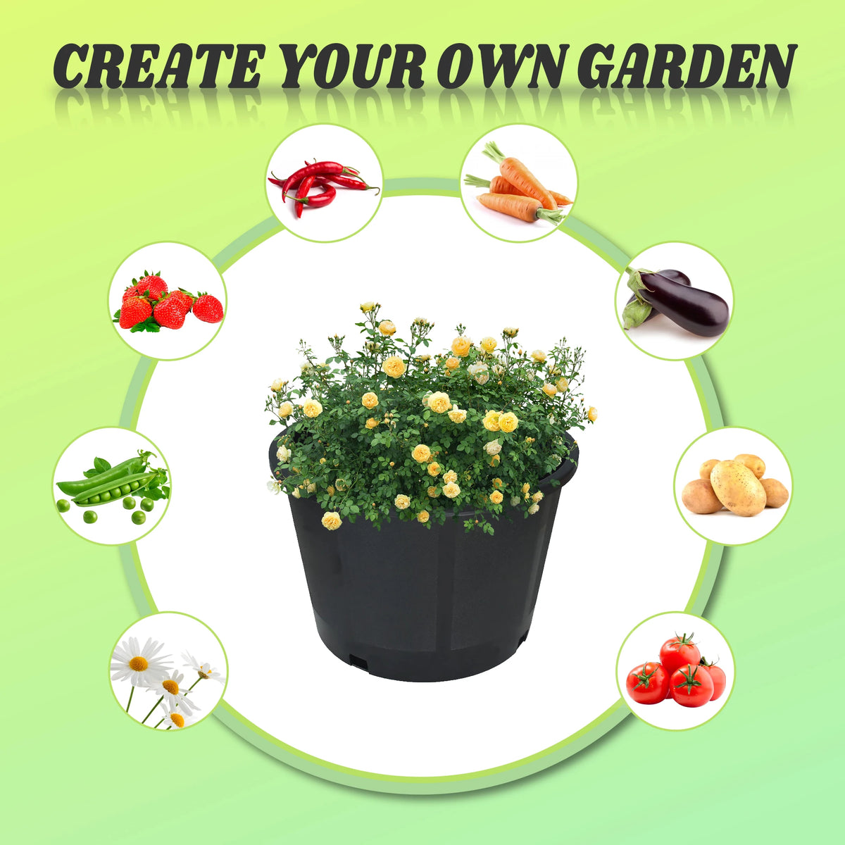 Plastic Flower Pot with Drainage Holes Can Be Used for Planting, Cuttings, Seedlings, Succulent Cultivation, Seed Germination, Indoor and Outdoor Reusable 5-Gallon 10PCS Black Round Short