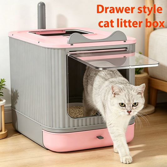 Extra Large Enclosed Cat Litter Box 4 In 1 Top Entry Front Pull Out Drawer Design Odor Control Activated Carbon Filter With Litter Scoop Splash Proof Spacious Kitty Toilet For Multiple Large Cats Up To 44 Lbs Easy Clean Moder