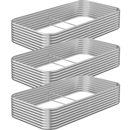 3 Pack Raised Beds for Gardening Corrugated Galvanized Steel Raised Outdoor Above Ground Garden Bed for Vegeta