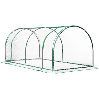 Outsunny 7' X 3' X 2.5' Mini Greenhouse, Portable Tunnel Green House with Roll-Up Zippered Door, Uv Waterproof Cover