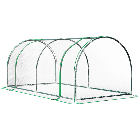 Outsunny 7' X 3' X 2.5' Mini Greenhouse, Portable Tunnel Green House with Roll-Up Zippered Door, Uv Waterproof Cover