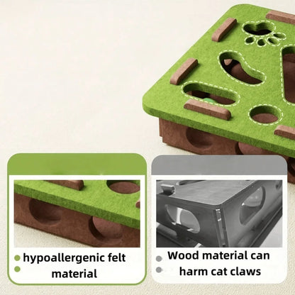New Interactive Cat Toy, Cat Puzzle With Maze Tunnel And Bell Ball, Durable Felt Material, Battery-Free, Suitable For Indoor Cats