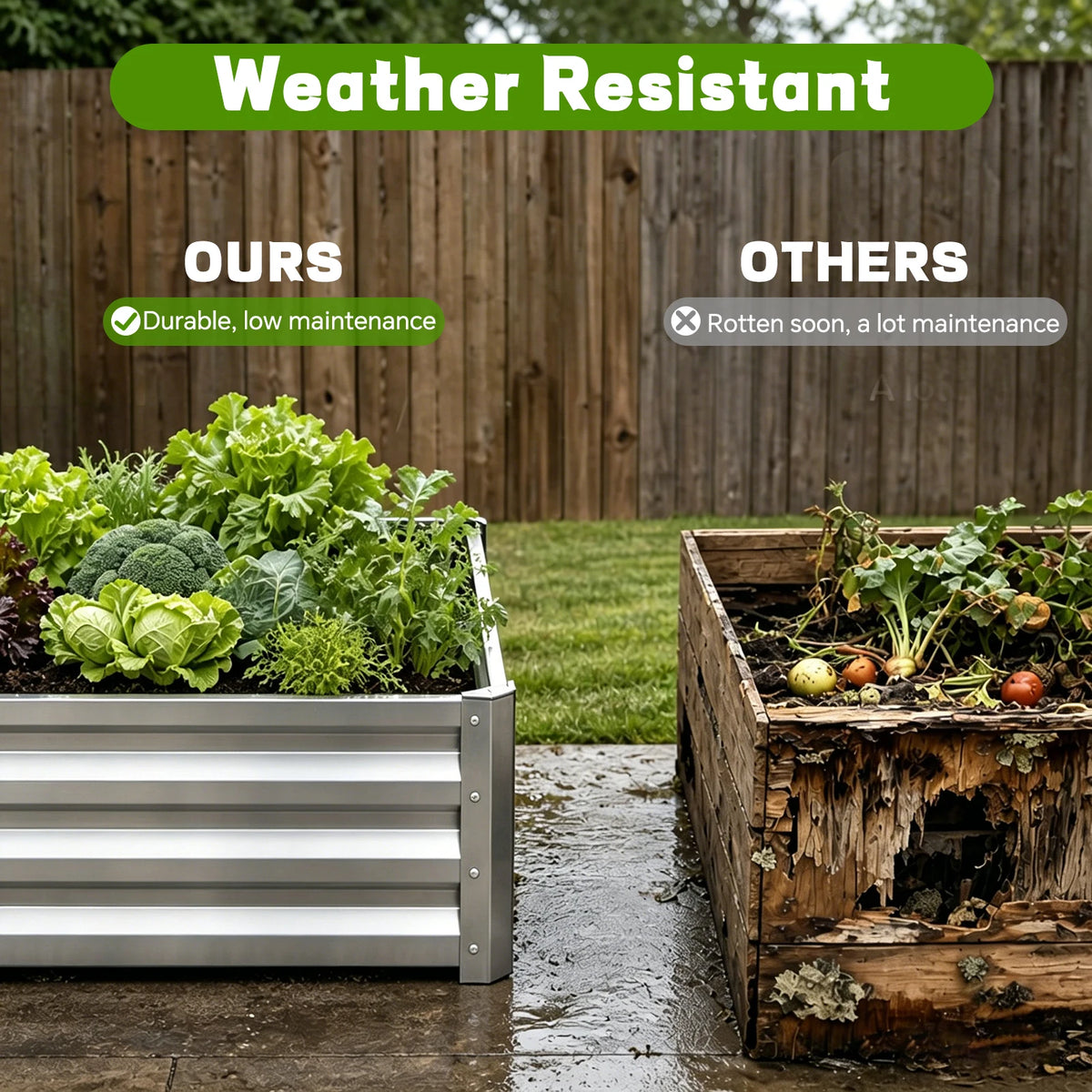 8×2×1ft Galvanized Metal Raised Garden Bed, 2FT Deep Root Elevated Planter Box Steel Large Vegetable Flower Bed Kit