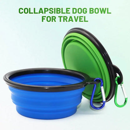 Collapsible Pet Bowls, 2-Pack, Portable Feeding Water Dish for Dogs and Cats, Travel-Friendly with Carabiners (Small, Blue & Green)