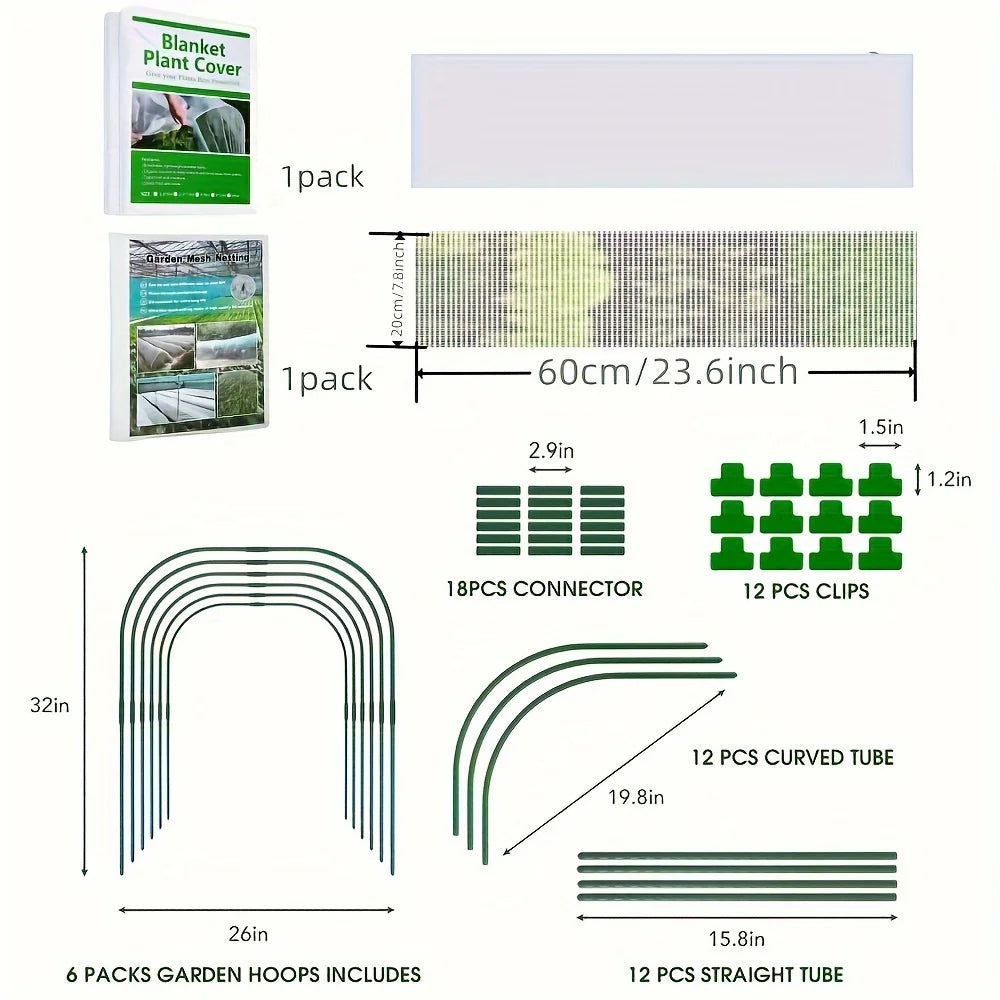 Garden Mesh Netting Kit,Greenhouse Hoops Grow Tunnel,Blankets for Outdoor Plants,Bird Netting Protection for Fruit Vegetable Flowers