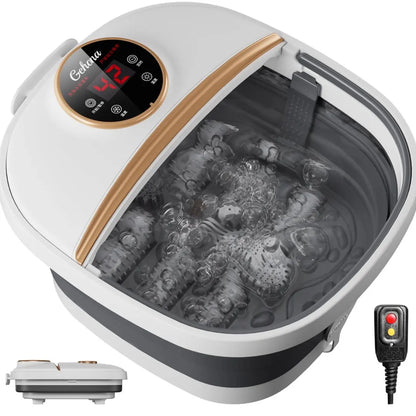 Collapsible Foot Spa Massager Electric Foldable Soaker Tub with Remote Control 24 Heating Levels 6 Massage Rollers Surfing