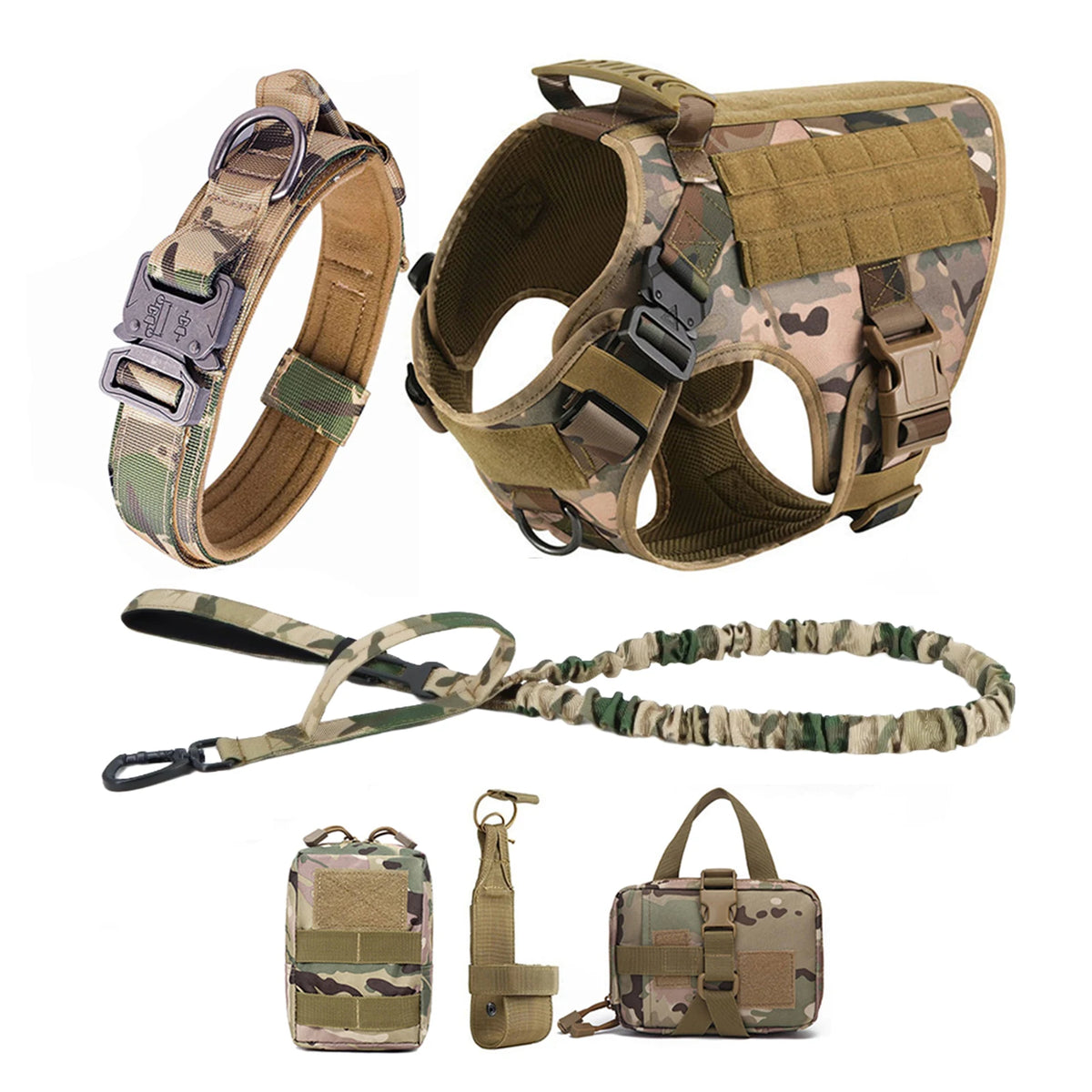 Tactical Dog Harness Collar Leash For Medium Large Dogs Pet Training Walking
