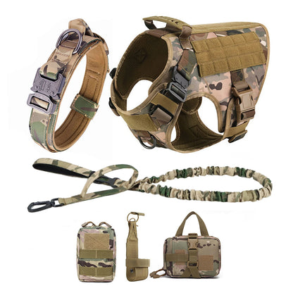 Tactical Dog Harness Collar Leash For Medium Large Dogs Pet Training Walking
