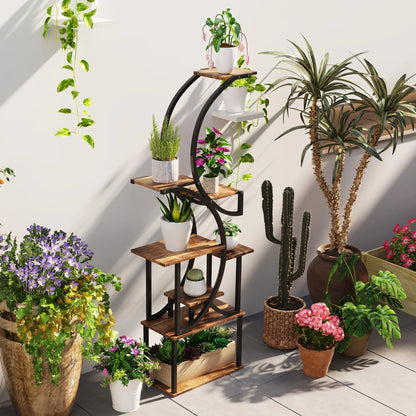 8-Tier Plant Stand, 62inch S-Shaped Plant Stands, Carbonized Treatment