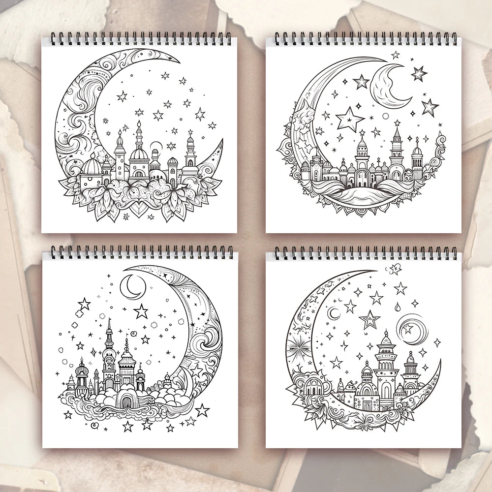 Adult coloring book - 30 Sheets spiral coloring book, 8.3x 8.3 inches, drawing book, birthday gift, holiday party gift