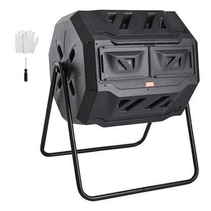 Compost Bin 18.5/37/43Gal Dual Chamber Composting Tumbler BPA FreeComposter Bin for Garden Kitchen Yard Outdoor