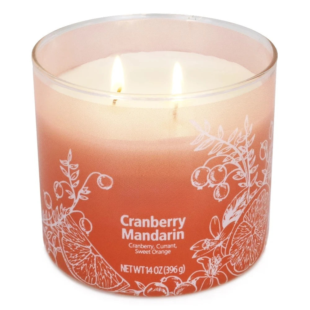 3-Wick Ombre Wrap Cranberry Mandarin Candle, 14-Ounce
