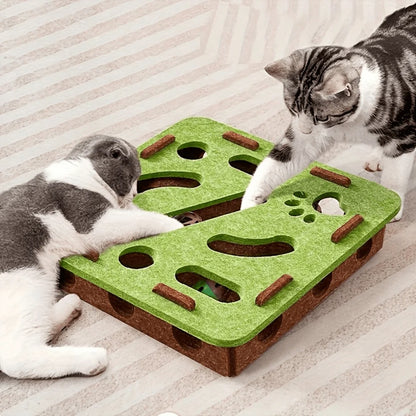 New Interactive Cat Toy, Cat Puzzle With Maze Tunnel And Bell Ball, Durable Felt Material, Battery-Free, Suitable For Indoor Cats