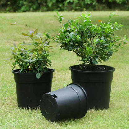 Plastic Flower Pot with Drainage Holes Can Be Used for Planting, Cuttings, Seedlings, Succulent Cultivation, Seed Germination, Indoor and Outdoor Reusable 5-Gallon 10PCS Black Round Short