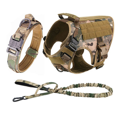 Tactical Dog Harness Collar Leash For Medium Large Dogs Pet Training Walking