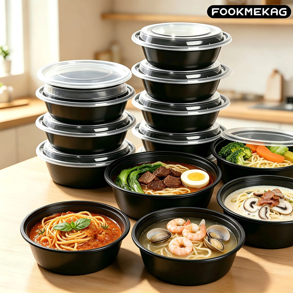 30 Sets Black Reusable 28oz Meal Prep Containers, Washable Plastic To-Go Food Boxes, Daily Meal Storage