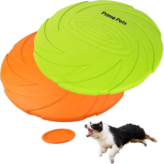 2Pcs Dog Toys Flying Disc Natural Rubber Durable Interactive Bite Resistant Pet Chew Toys 7 Inch Orange Green