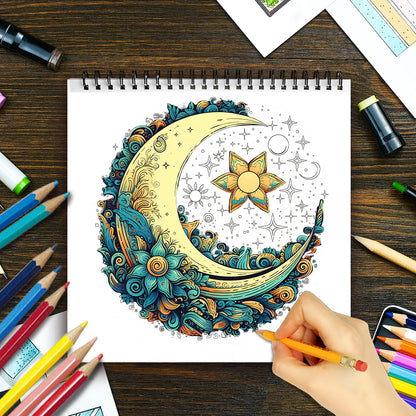 Adult coloring book - 30 Sheets spiral coloring book, 8.3x 8.3 inches, drawing book, birthday gift, holiday party gift