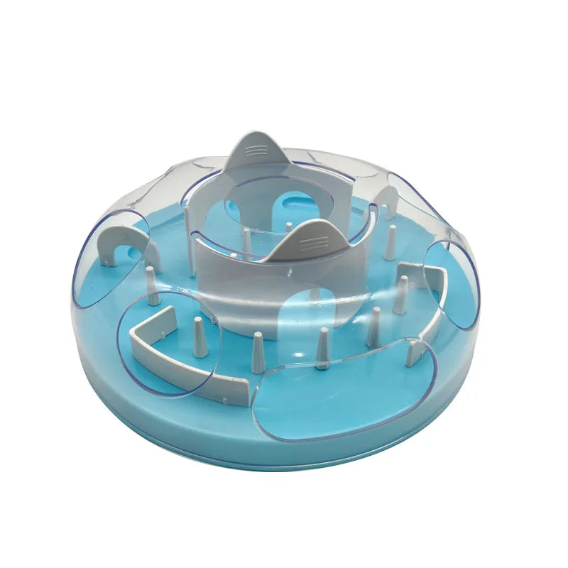 Interactive Cat Slow Feeder Puzzle Maze Toy, Anti-Choke Pet Treat Dispenser Bowl for Kitten Small Dog, Food Grade