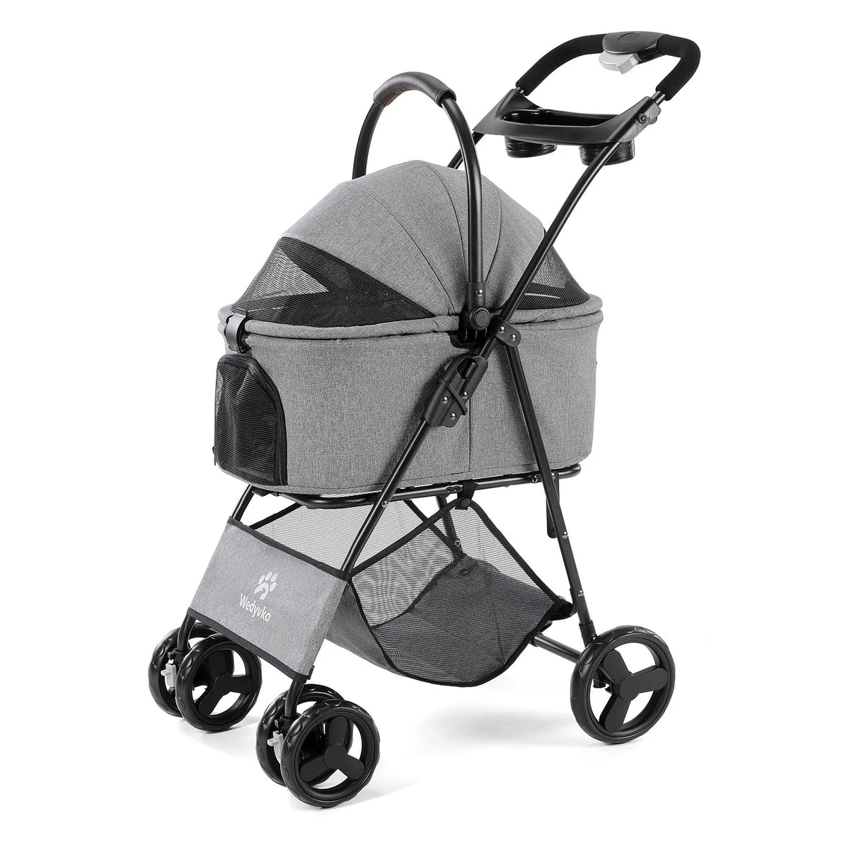 3 in 1 Folding Pet Stroller with Removable Carrier for Small/Medium Dogs and Cats, Waterproof, All-Terrain, with Sun Shade