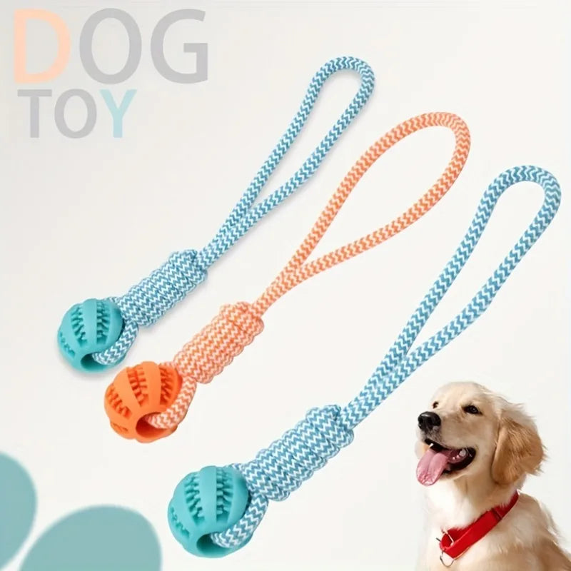 Interactive Dog Toy Tug Rope, Treat Dispenser Ball, Durable & Dental Health (Colors Vary)
