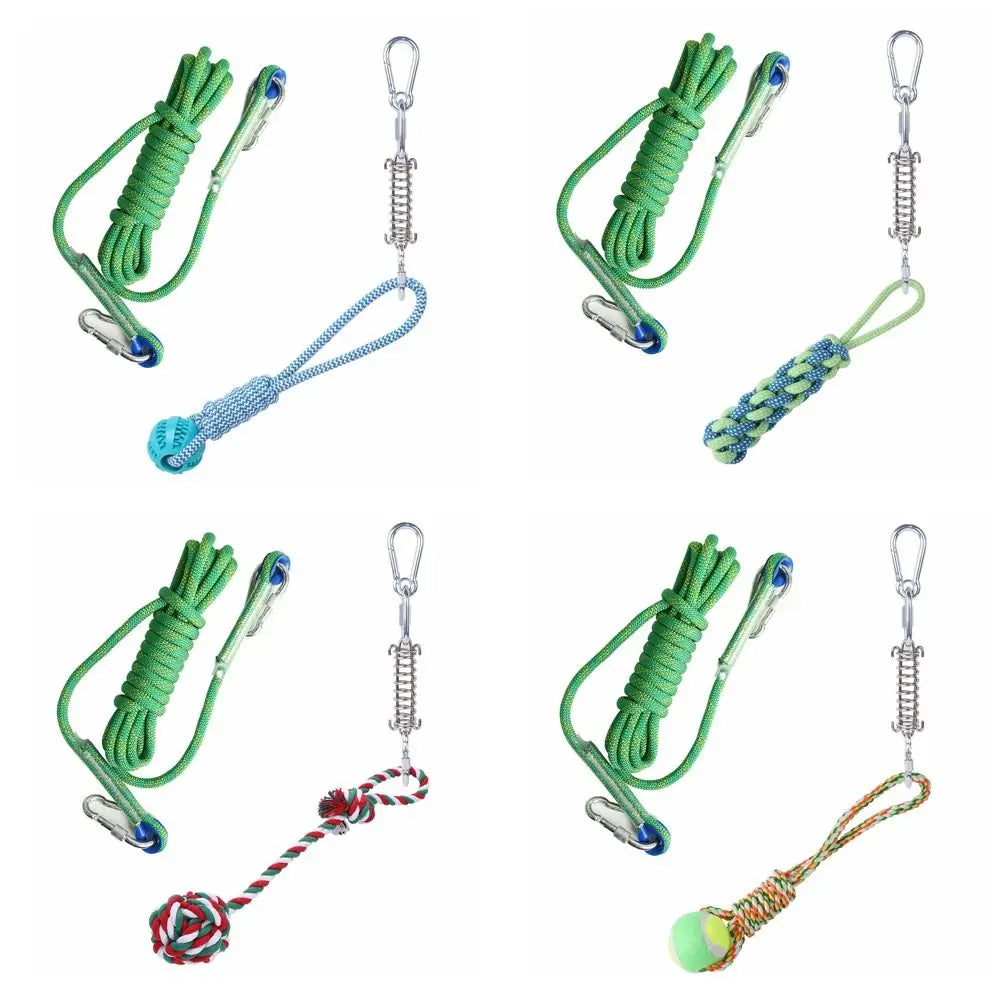 Bite Resistant Dog Spring Toys 5M Cotton Rope Teething Hanging Exercise