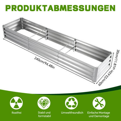 8×2×1ft Galvanized Metal Raised Garden Bed, 2FT Deep Root Elevated Planter Box Steel Large Vegetable Flower Bed Kit