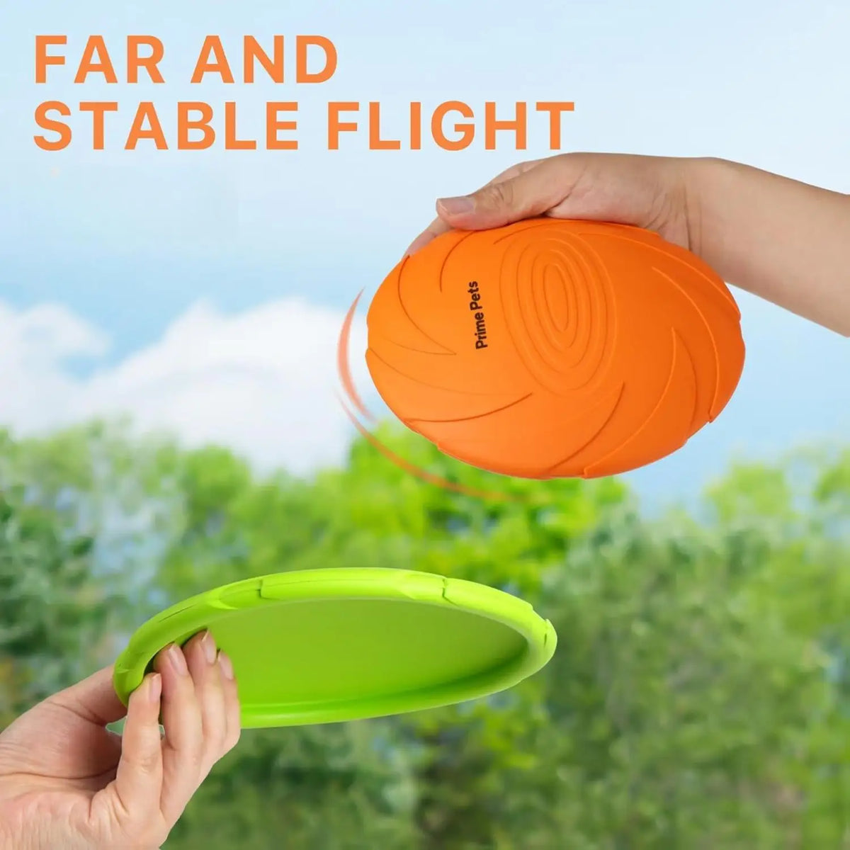 2Pcs Dog Toys Flying Disc Natural Rubber Durable Interactive Bite Resistant Pet Chew Toys 7 Inch Orange Green