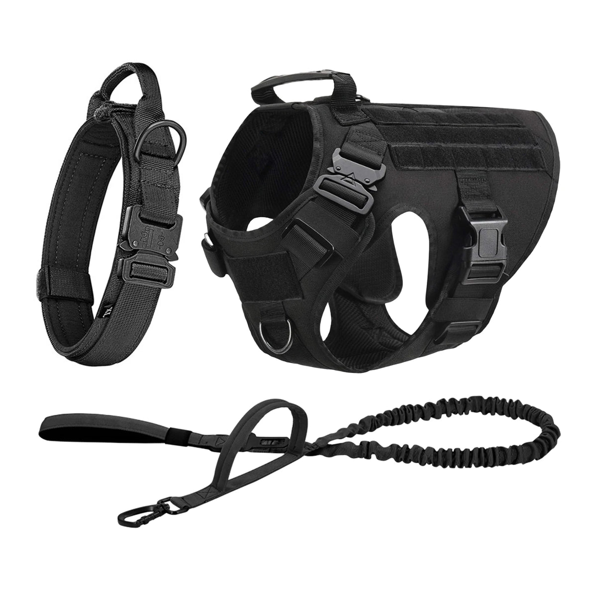 Tactical Dog Harness Collar Leash For Medium Large Dogs Pet Training Walking