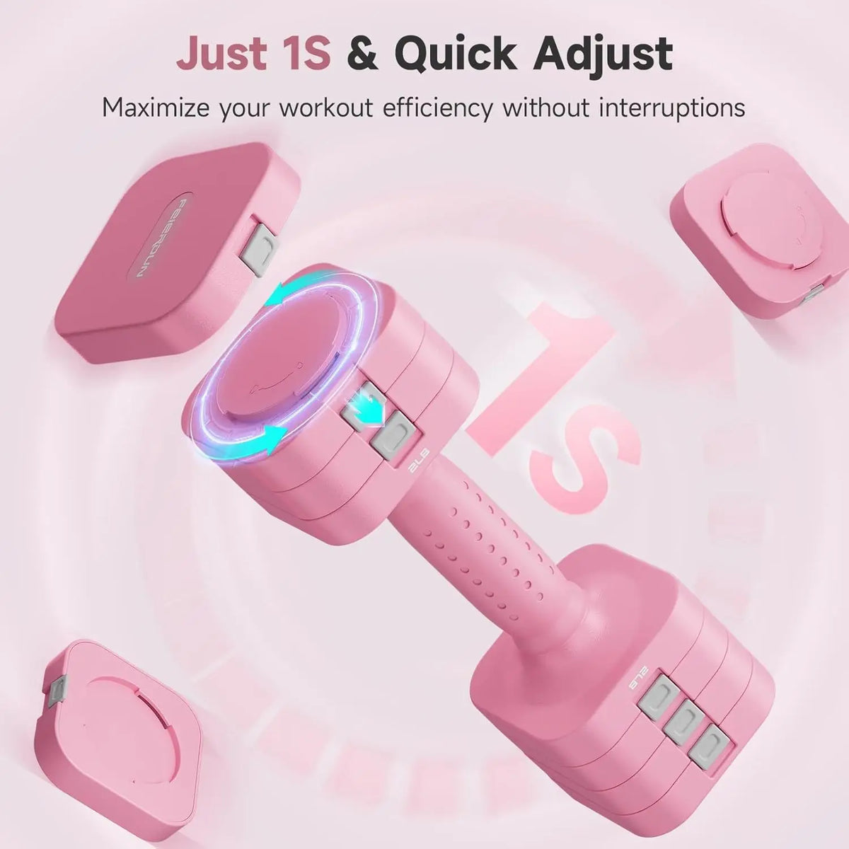 5-in-1 Adjustable Dumbbell Set of 2, 12LBS/20LBS Hand Weights for Women, Men, 1s-Adjust Dual-Stable Set for Home