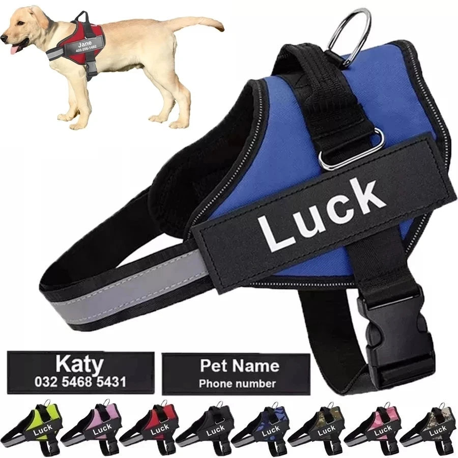 Dog Harness Vest ID Patch Customized Reflective Breathable Adjustable For NO PULL Outdoor