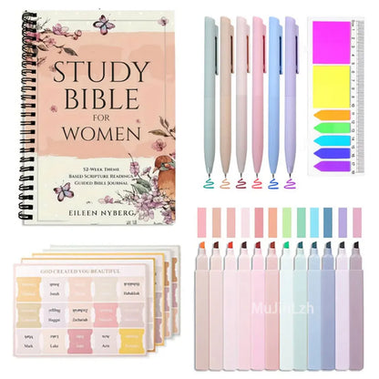 Bible Set Include Bible Quotes Spiral Coil Notebook,Pen and Tabs,Perfect Religious Gift for Church